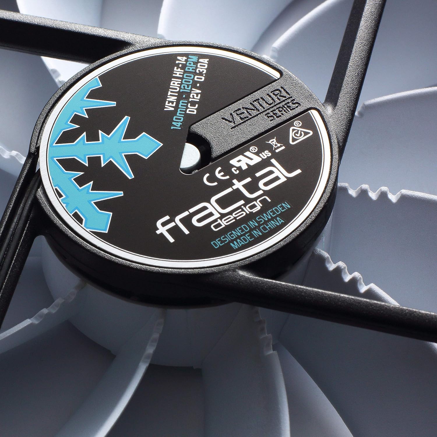 Fractal Design Venturi HF-14 White - Computer Fan - Silent Fan - High Airflow - Long Life Time - FDB-Bearings - Aerodynamically Shaped Struts– 12v- 140 mm - White (Single)