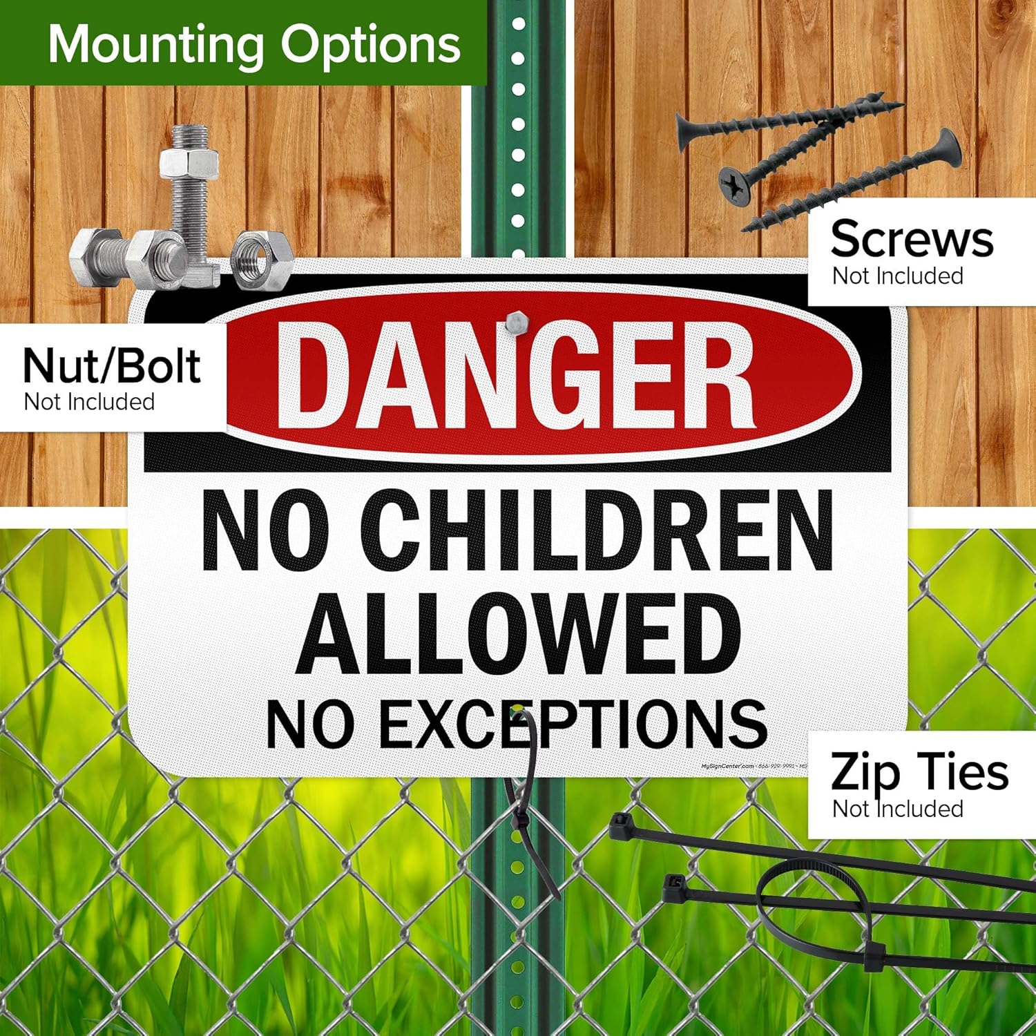 Danger No Children Allowed No Exceptions Sign, 12x18 Inches, 3M EGP Reflective .063 Aluminum, Fade Resistant, Made in USA by My Sign Center