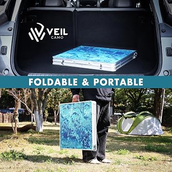 VILLEY Folding Camping Table 4FT, Portable Small Picnic Table | Height Adjustable; Lightweight Aluminum Foldable Table; Small Folding Table with Carry Handle; Outdoor Indoor Hiking Beach