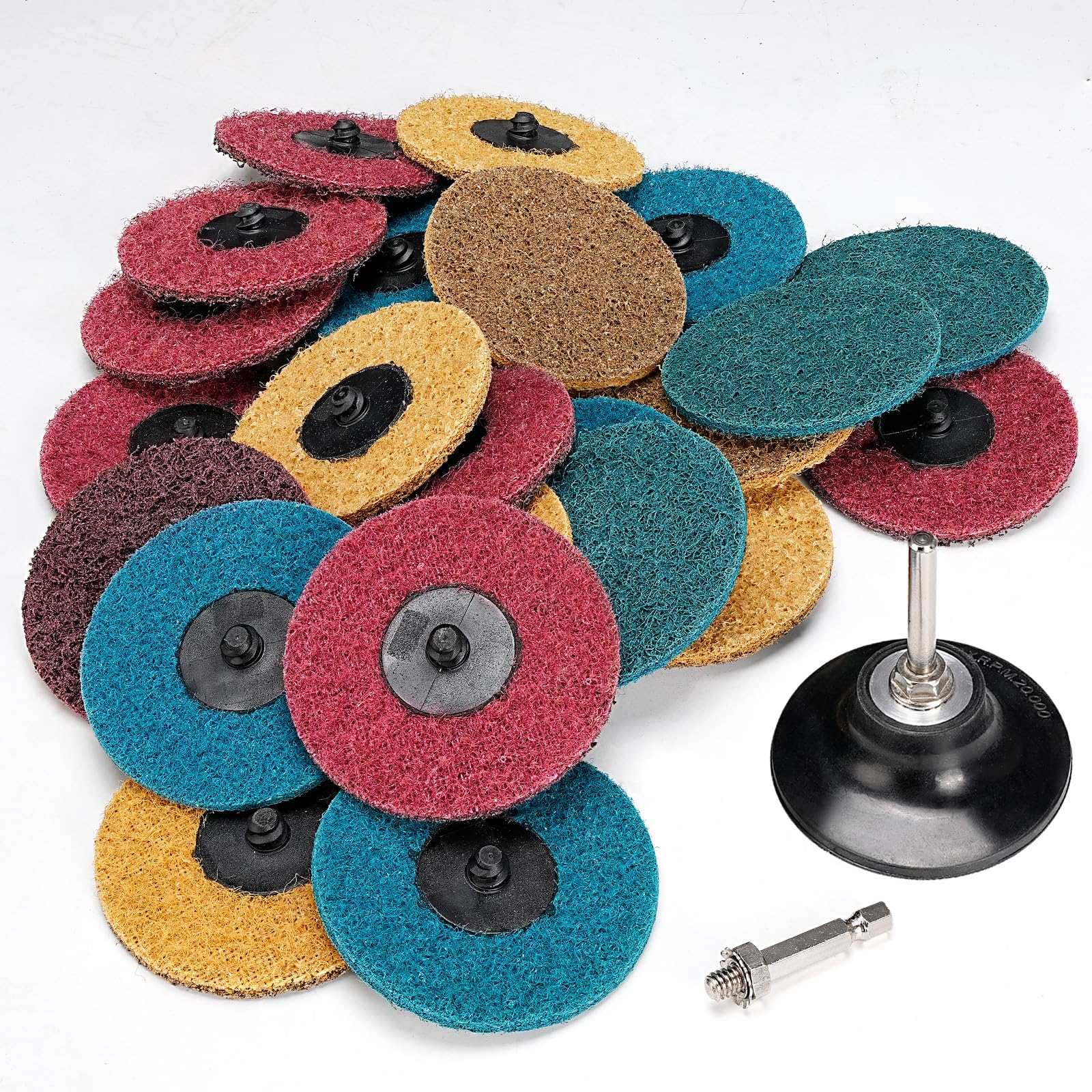 Tarcza szlifierska Roll & Lock, koła szlifierskie do szybkiej wymiany 7,5 cm, szlifierki matrycowej do usuwania rdzy, gruboziarniste/średni/drobna, 25 sztuk z uchwytem 1/4 cala