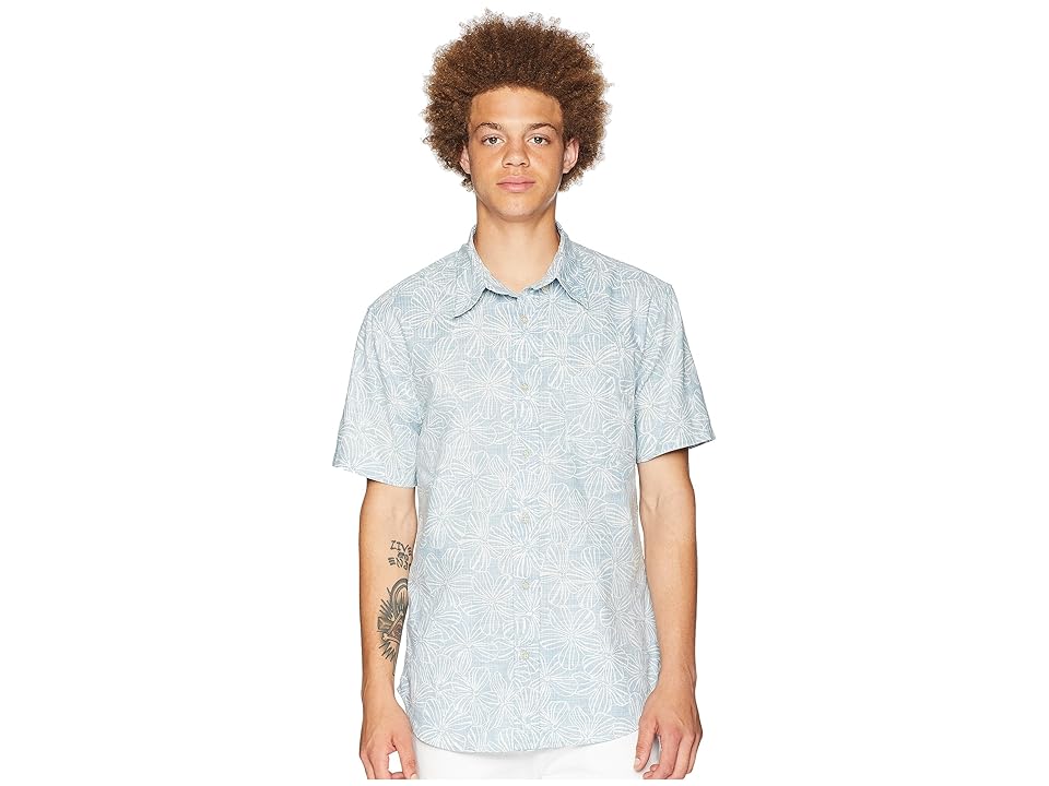 

Reyn Spooner Mala Melia Tailored Fit Aloha Shirt (Blue) Men's Short Sleeve Button Up