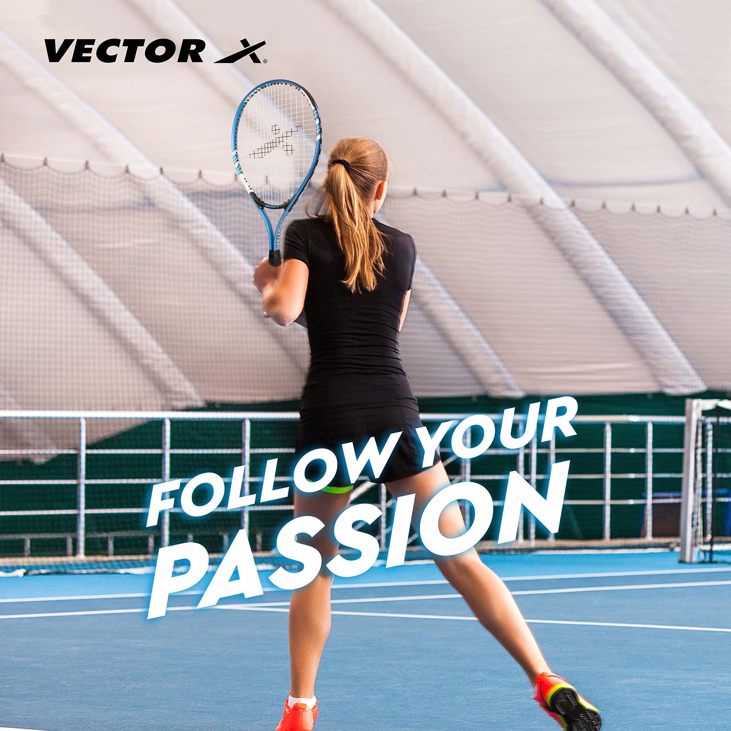 Vector X VXT-520 Adult Men Recreational Tennis Racket Lightweight Aluminum Frame for Easy Swing|105 sq in Head|Pre-Strung Beginner Racquet for Outdoor Game Training & Practice (23-inch, Without Cover) 3