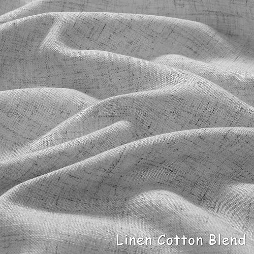 Miniatura 4 de Aersas Cortinas de Lino Gris Claro de 84 Pulgadas de Largo para Sala de Estar, Juego de 2 Ojales Filtrantes de Luz, Cortinas de Lino Estilo Granja