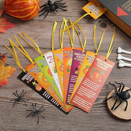 Miniatura 4 de Ctosree Juego de 180 marcadores de Halloween con versículos bíblicos, marcadores de oración de calabaza, tratados cristianos para niños, marcadores