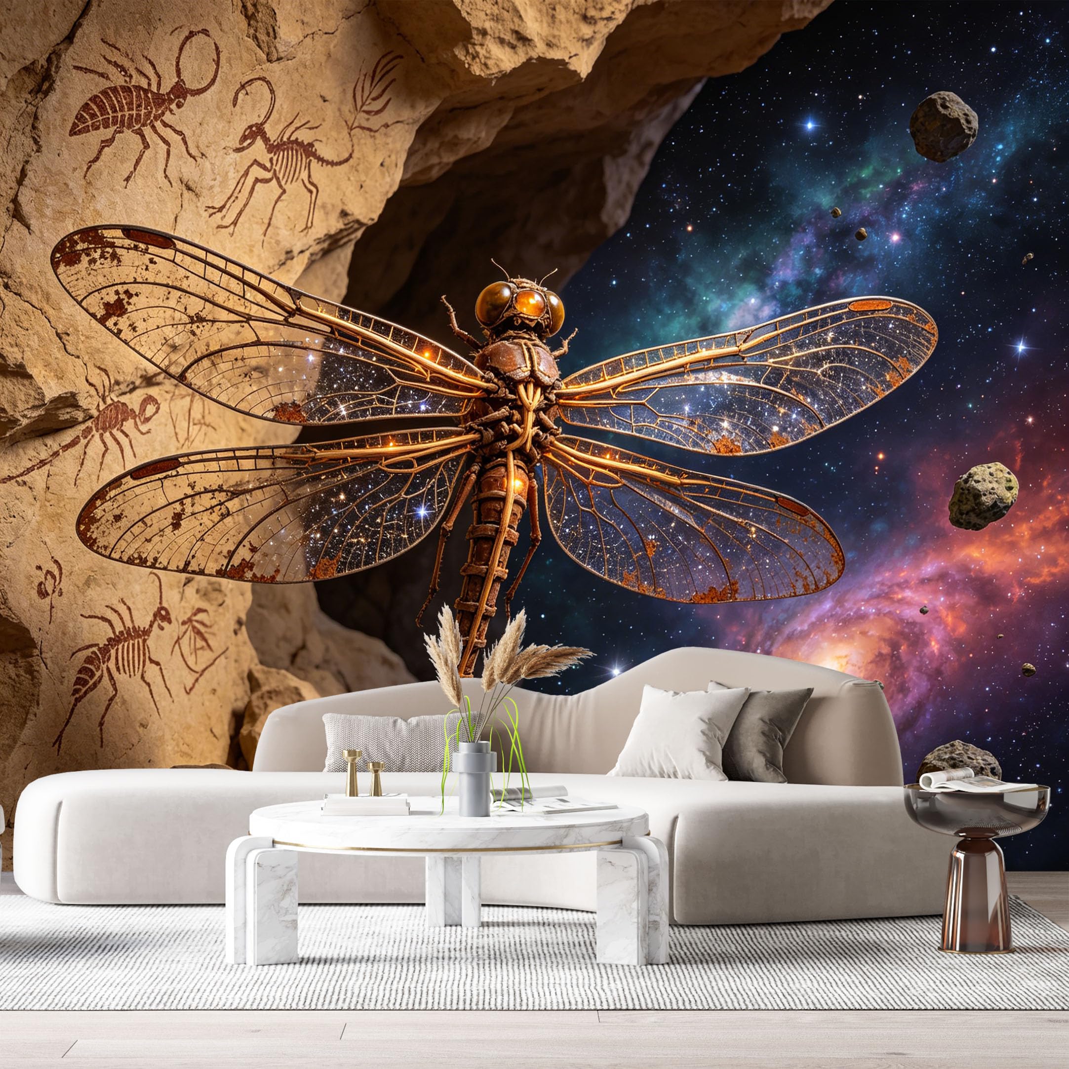 Custom Size Wall Mural Heavy Armored Fantasy Beastfly Cosmic SciFi Insect Futuristic Metal Wings Space Art SelfAdhesive Art Prints Removable Large Wallpaper Esports Game Tenant Room Studio