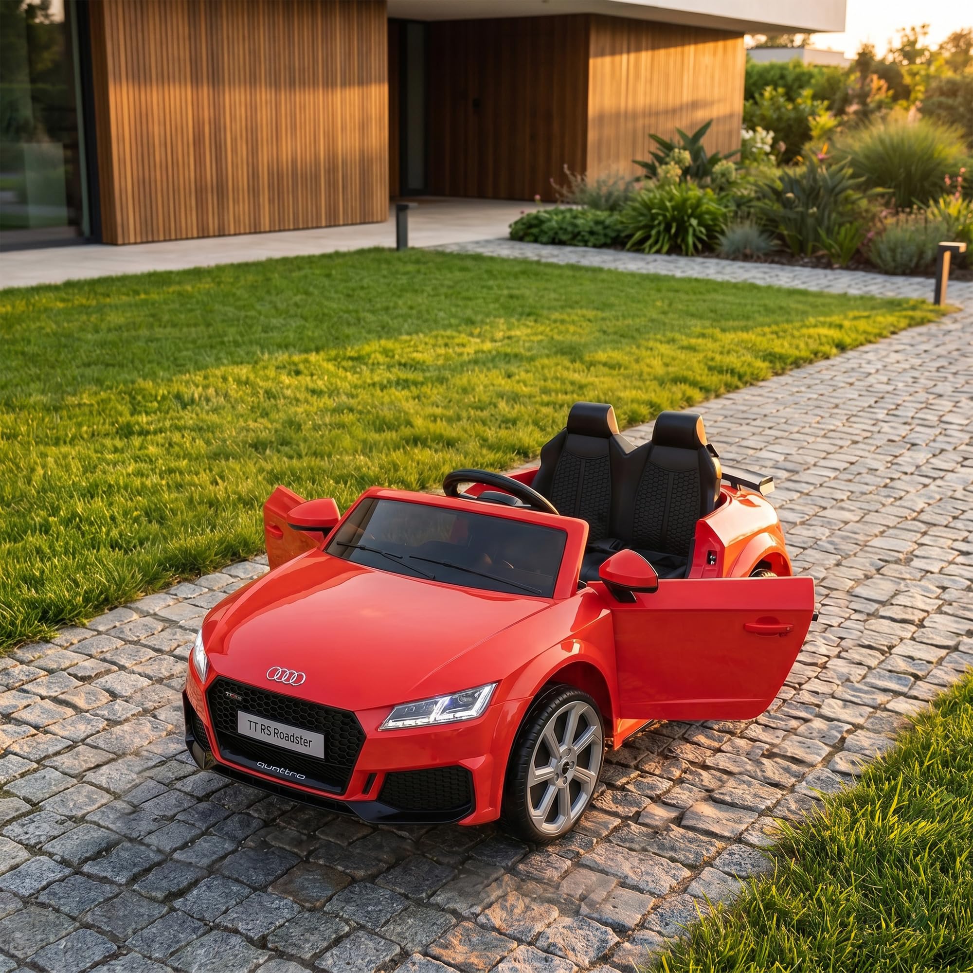 HOMCOM Audi TT RS Voiture Électrique Enfant 12V 30W 3 km/h Télécommande 2,4G Effets Sonores Lumineux Rouge