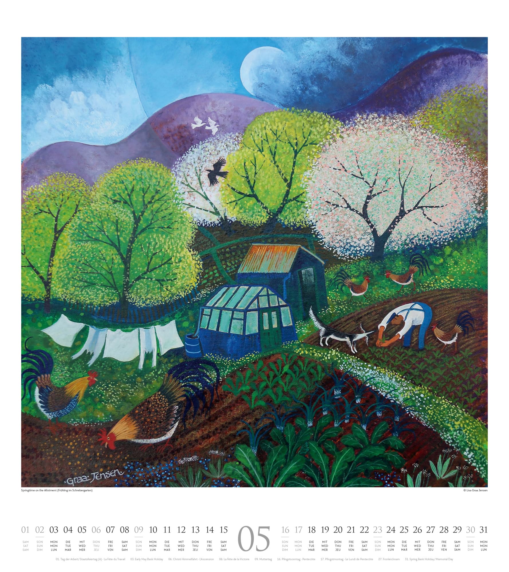Naive Malerei Kalender 2027: Farbenfroher Kunst-Kalender im großen Hochformat (48x54 cm) | Fröhliche und fantasievolle Gemälde