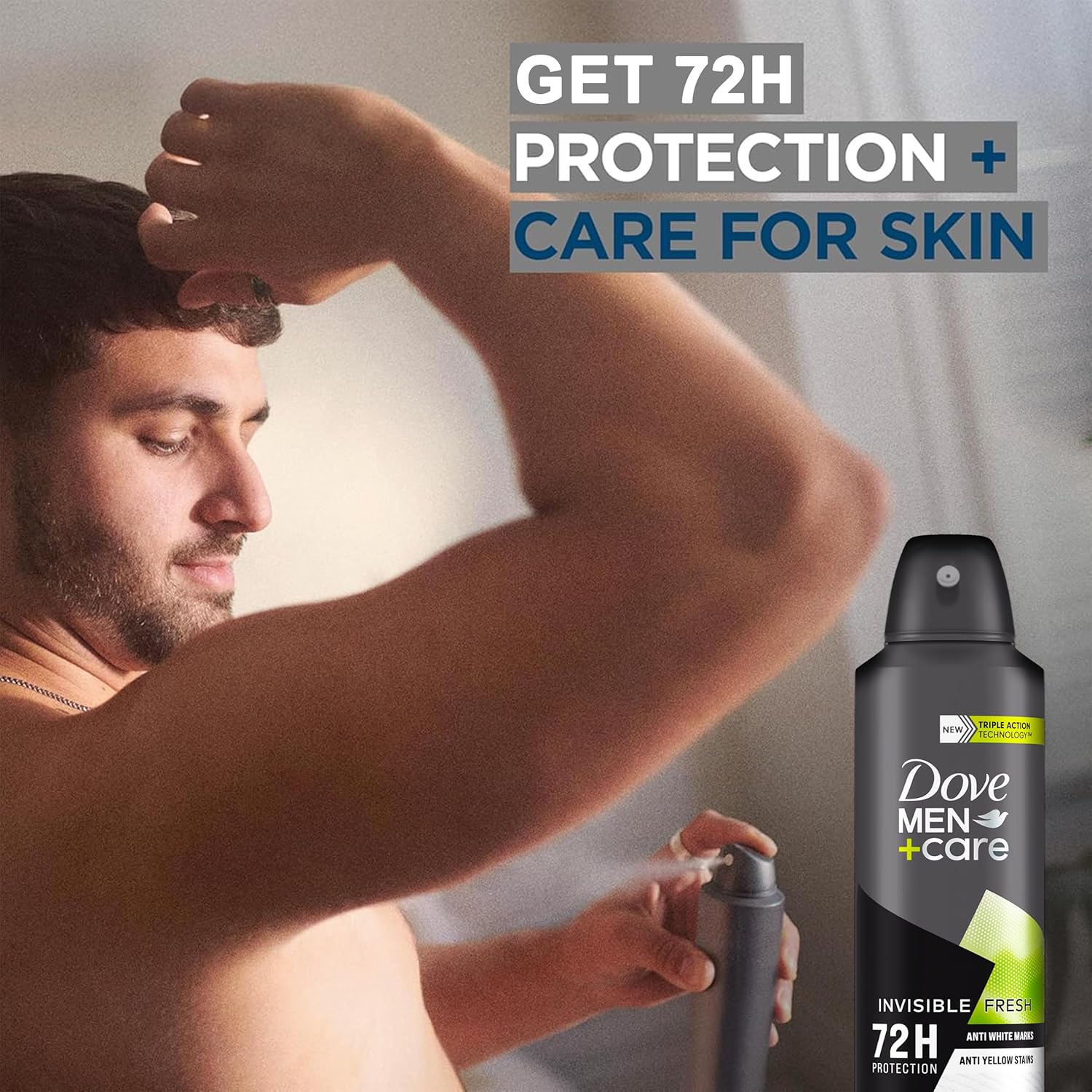 Dove Men+Care Antiperspirant Deodorant Invisible Fresh, 6 Pack, Long Lasting 72 Hour Odor Protection, No White Marks or Yellow Stains, Soothes & Moisturises Skin, 5 oz. Each - Image 4