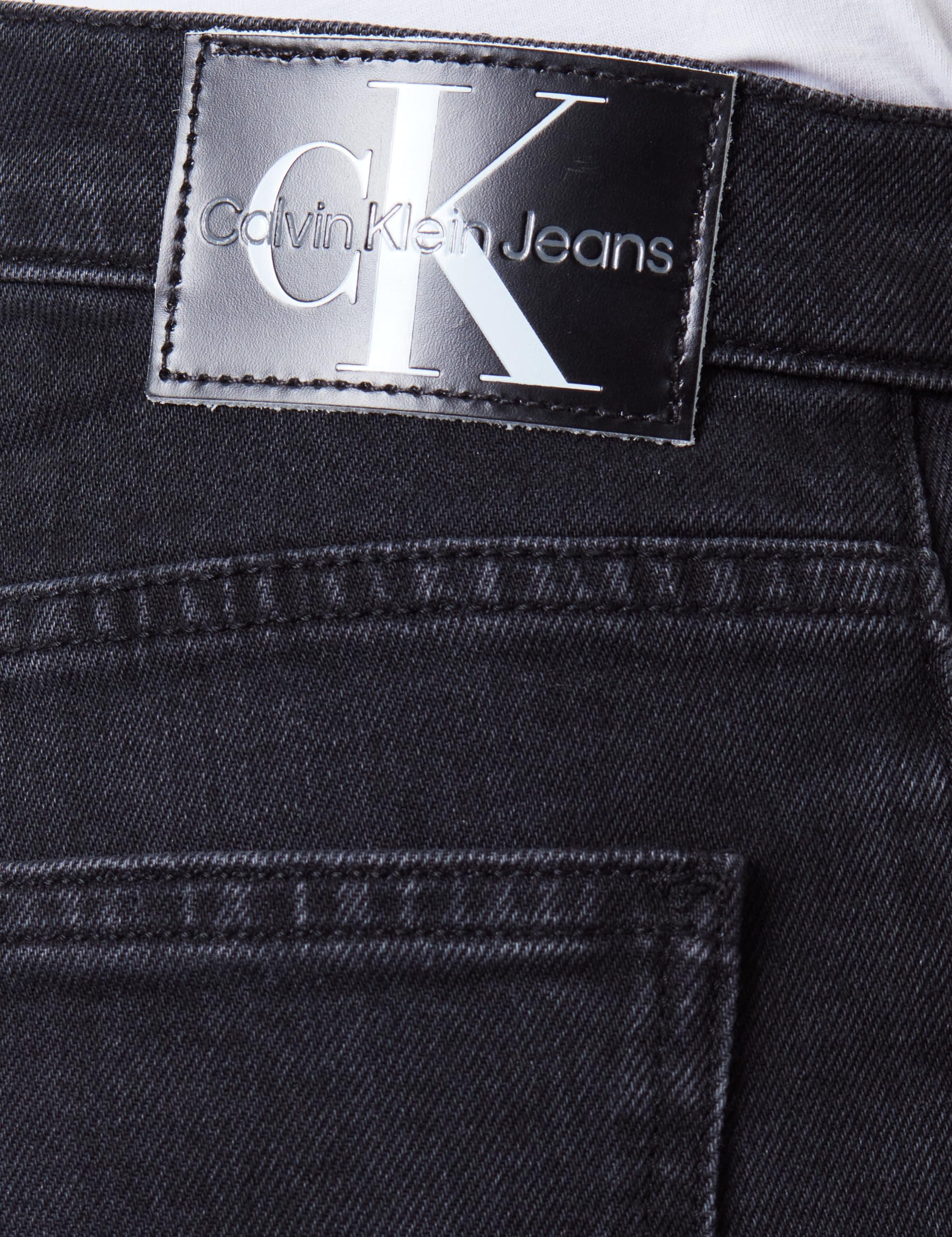 Calvin Klein Damen Jeans Hose Mom Fit, Schwarz (Denim Black), 33W
