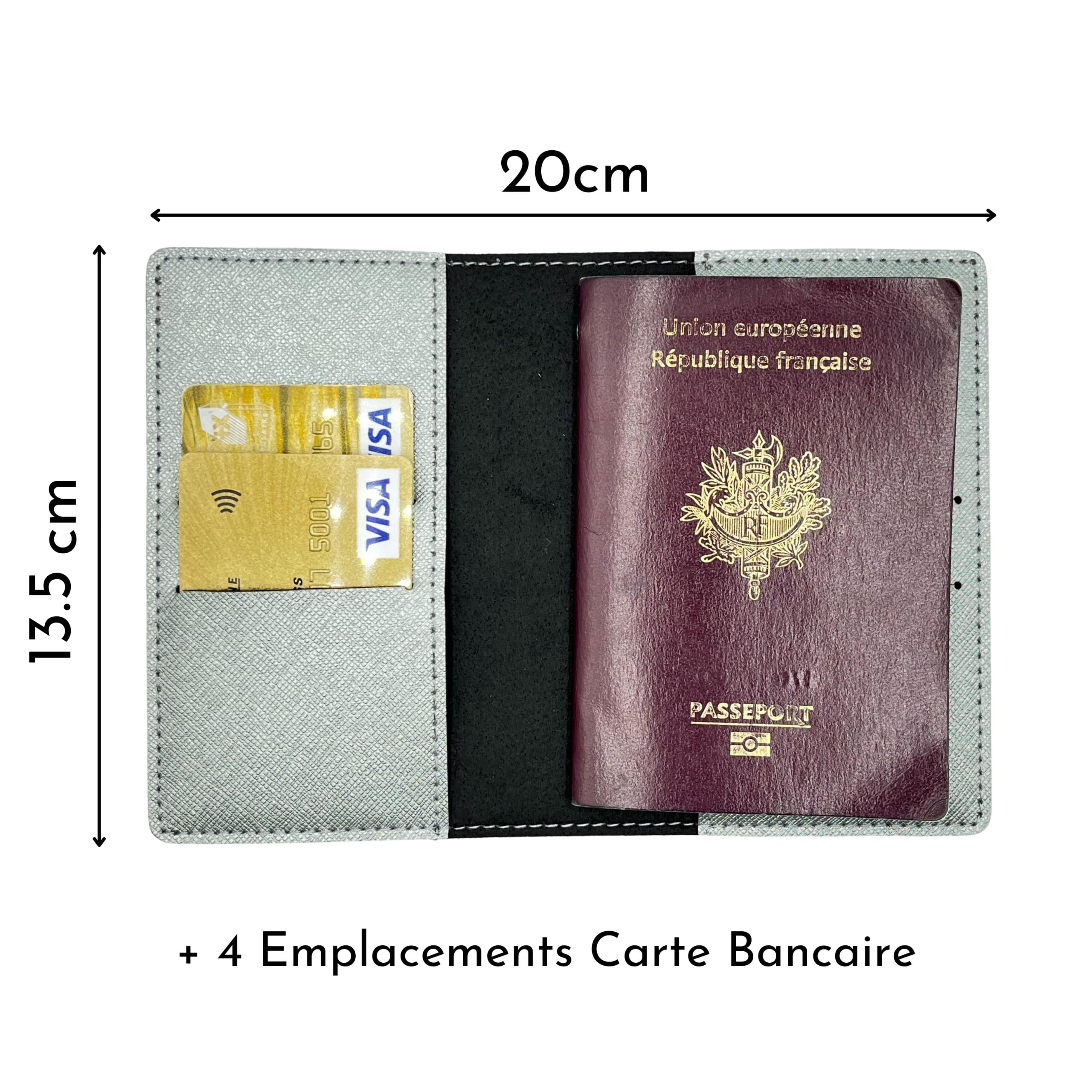 Protège Passeport Personnalisé, Porte Passeport Made in France, Pochette Passeport 100% Personnalisable, Étui Passeport Voopies, Protection Passeport Cuir, Housse Documents Voyage. (Métal)