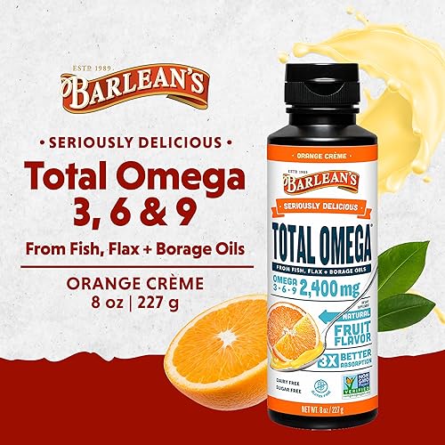Vista 23 de Barlean's Total Omega 3 6 9 Suplemento de aceite de pescado líquido con borraja y aceite de linaza 6,468 mg de Omegas EPA, DHA, ALA y GLA