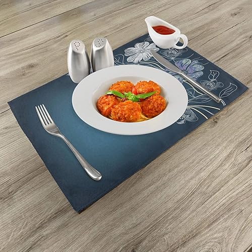 Miniatura 2 de Ambesonne Juego de 4 manteles individuales de tela lavable para mesa de comedor, tamaño estándar, diseño de flores de cerezo dibujado a mano, diseño