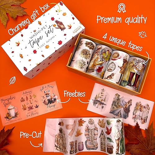 Miniatura 3 de Cintas Washi de otoño y cintas de PET para diario, álbumes de recortes y manualidades. Ahora precortadas, úsalas como calcomanías de otoño en tus