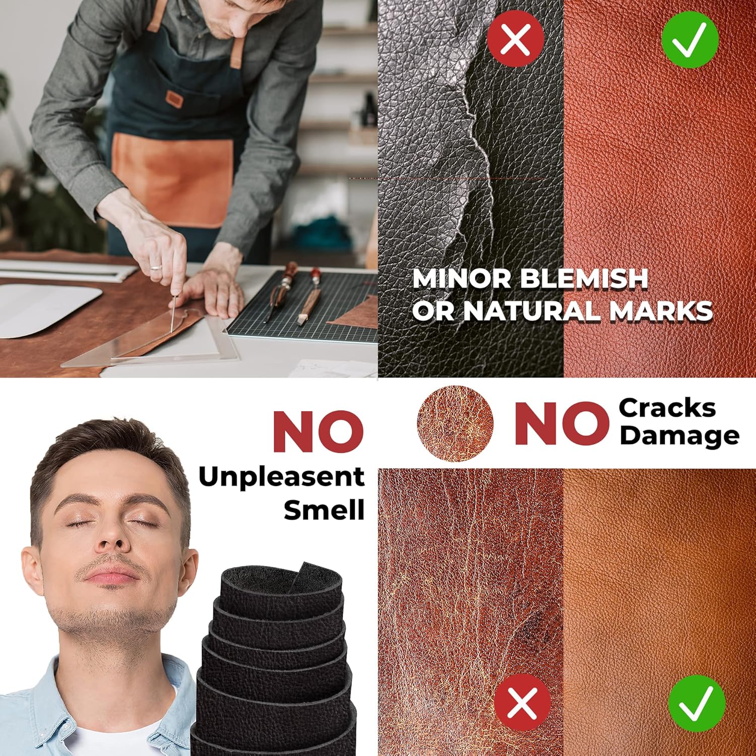 ELW Genuine American Leather Bison 8-9 oz (3.2-3.4mm) Black Pre-Cut 20-23 SQ FT - Full Grain Leather Bison Hide DIY Craft Projects, Bag, Chap, Motorcycle, Clothing, Jewelry, Moccasins