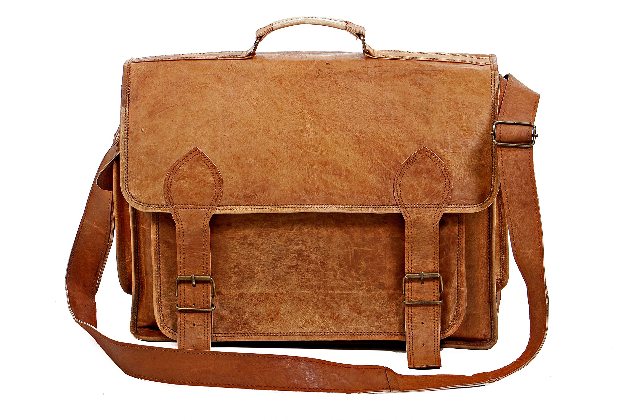 pranjals house Genuine Leather Laptop Bag for Men/Office Bag for Men, Tan| Bag with Shoulder Straps | Laptop Messenger Bag/Leather Bag for Men with Trolley Straps (Brown) (B01DYE8S9S) Amazon Price History, Amazon Price Tracker