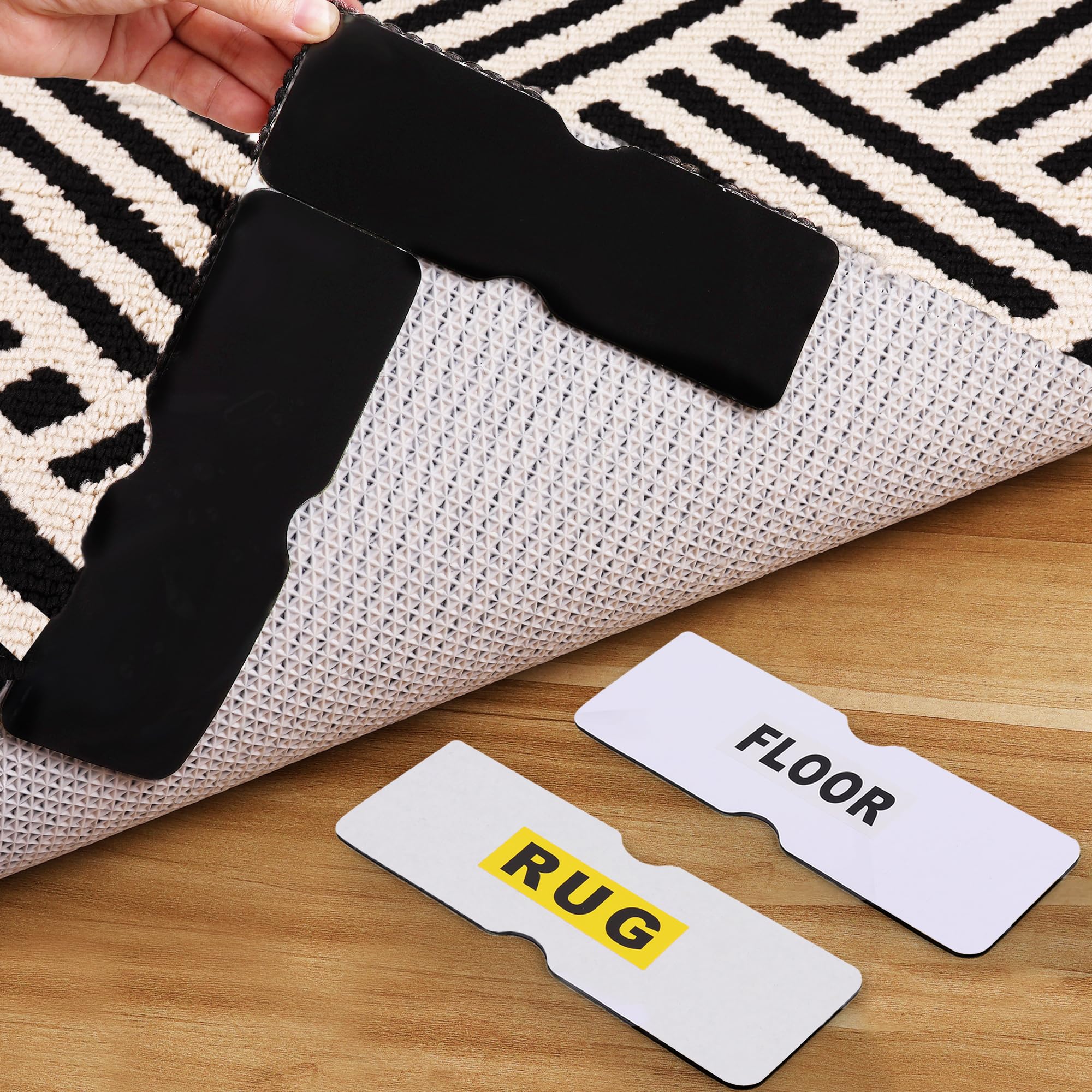 Rug Gripper Pads Non Silp Rug Pads Carpet Tape for Area Rugs Anti Slip Rug Grips Reusable and Washable No Damage Double Sided Rug Corner Grippers Rug