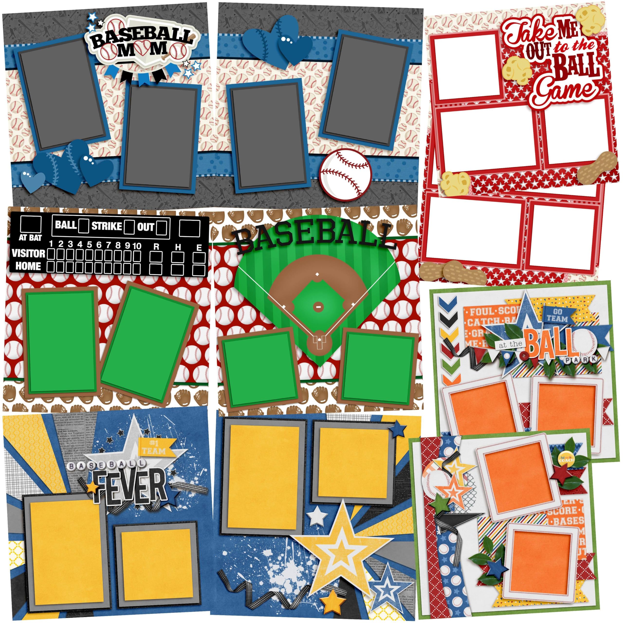 Zestaw do scrapbookingu Baseball Fever - 5 układów podwójnych stron