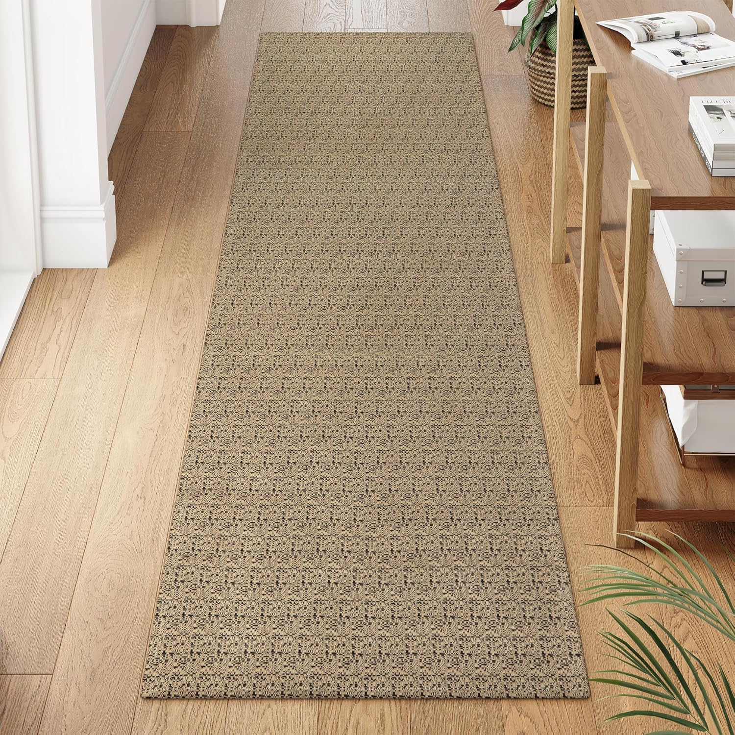 Collive Washable Hallway Runner Rug, Farmhouse Non Skid Kitchen Runner Rug 2x8 Boho Entryway Rugs, Black/Natural Cotton Braided Modern Carpet Runners for Bedside Doorway Kitchen Floor Black/Natural 2' x 8'