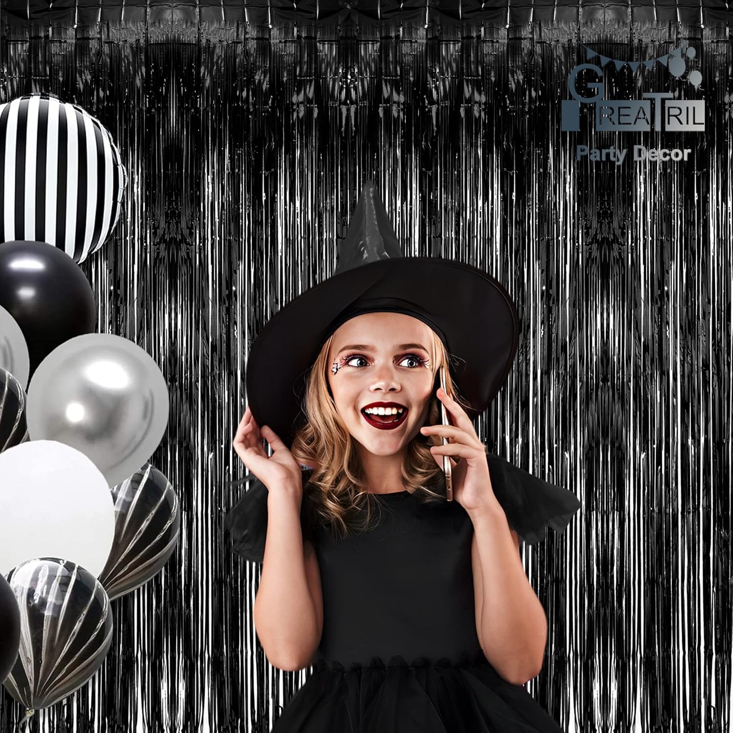 Black Tinsel Foil Fringe Curtain