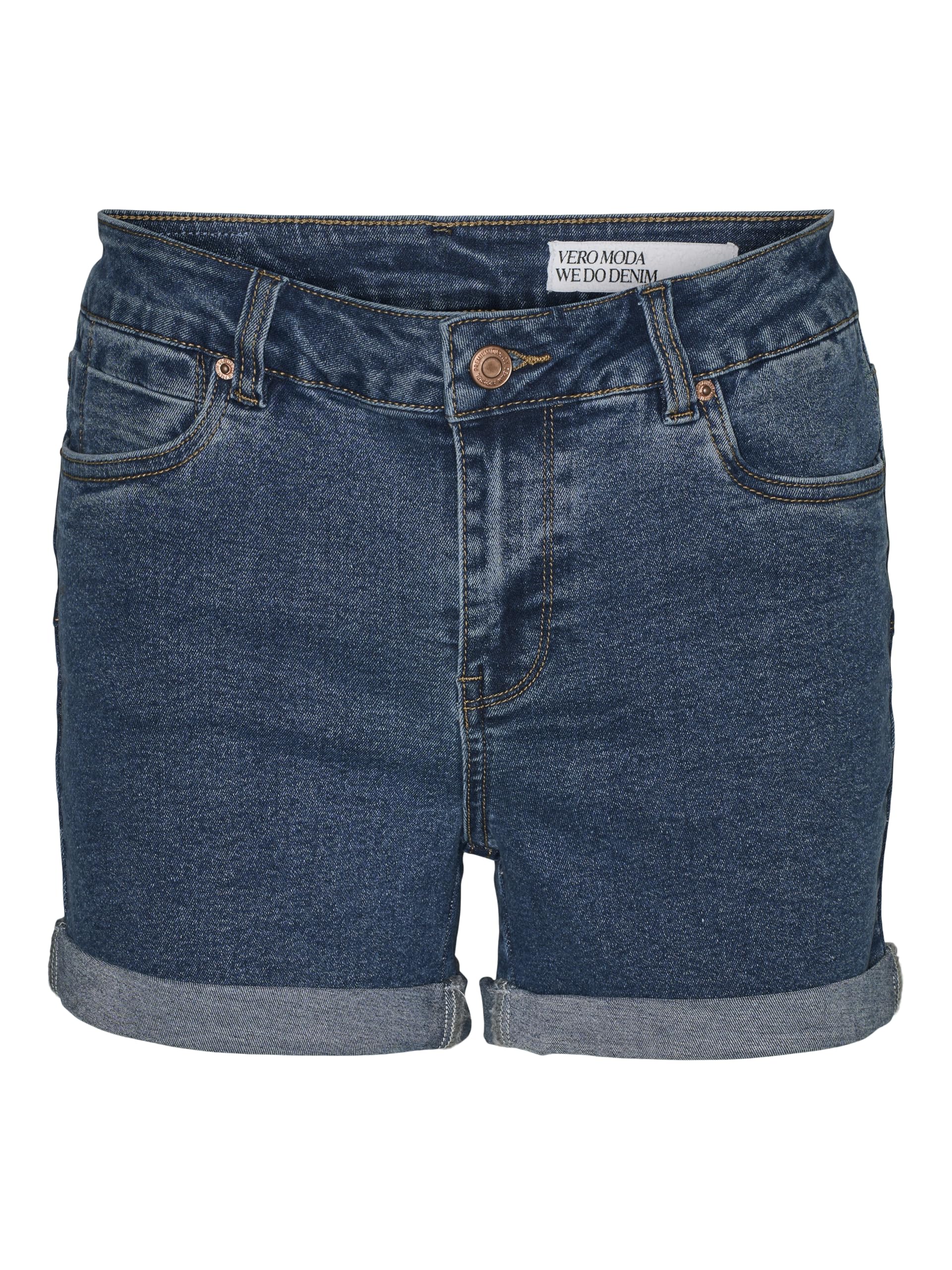 VERO MODA Shorts Denim Dobladillo Vuelto y Bolsillos