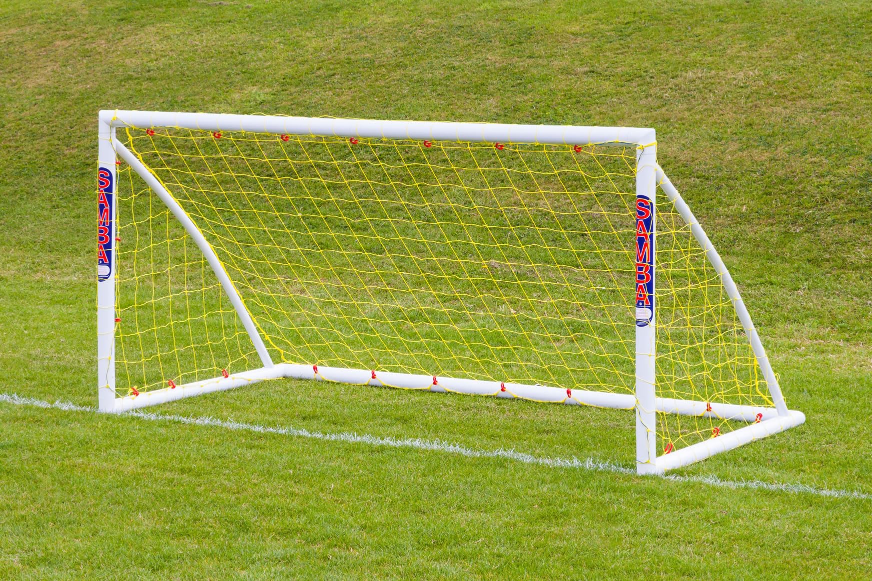 SAMBA garden football goal (choose your size), UK made, premium uPVC locking frame, all weather, extra thick net - 8ft x 4ft
