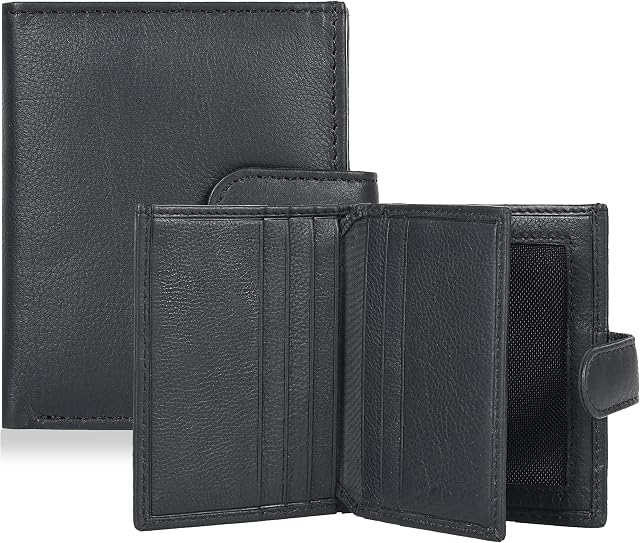 Amazon Brand - Eono by Amazon Black Leather RFID Front Pocket Wallets for Men/Women- Slim Minimalist Wallets