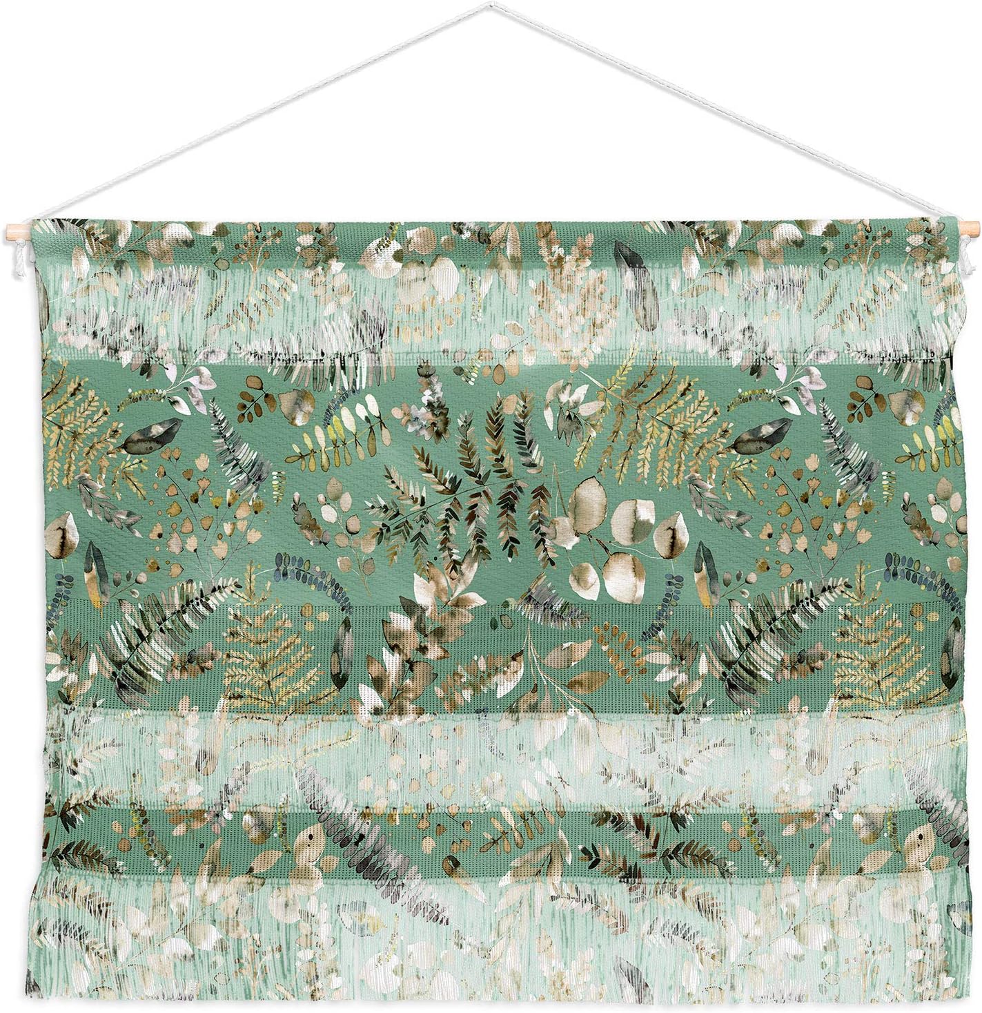 Deny Designs Botanical Plants Bio Green Ninola Designs Fiber Wall Hanging, Small Landscape (22” x 16