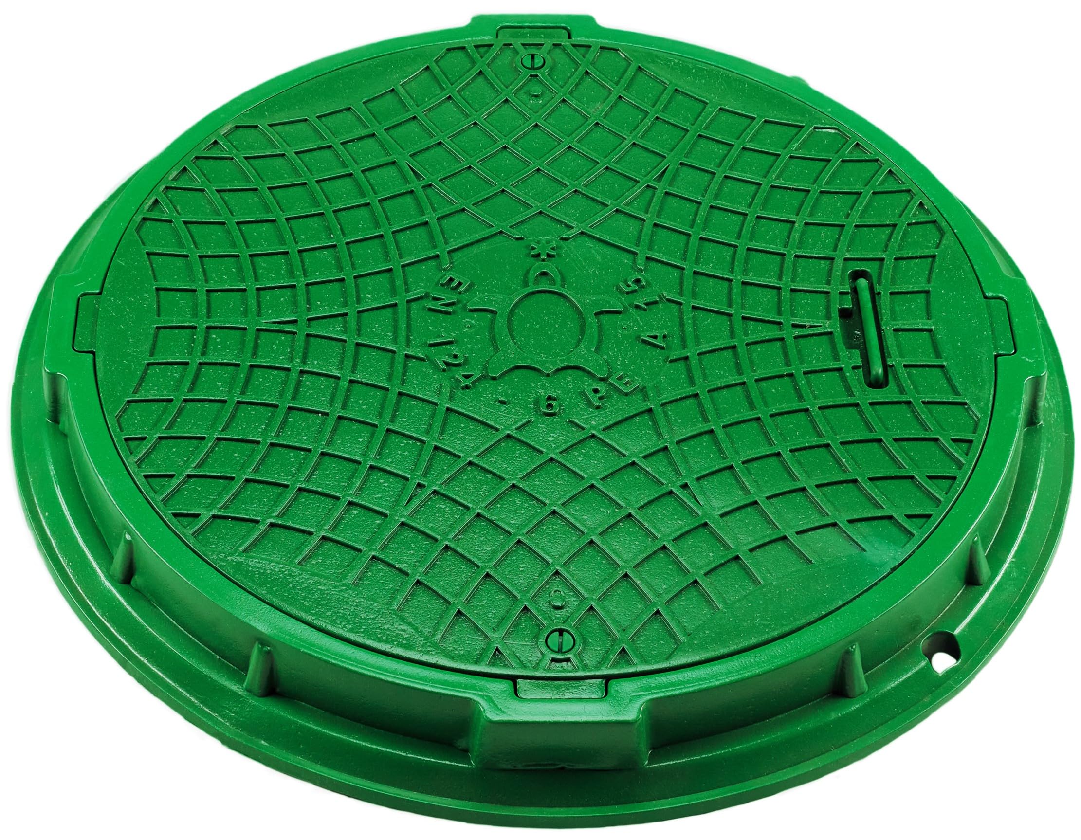 Tapa de pozo Ø600, Tapa de Alcantarilla Redonda A15, Tapa de registro y Tapa de arqueta de Plástico DN600/750 EN-124, Carga max 1500 Kg, BabylonPlast (Verde)