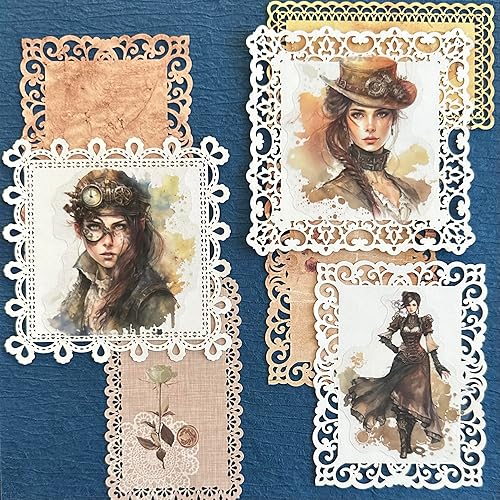 Miniatura 5 de 20 piezas de papel de encaje marrón, decoración estética, bonita decoración vintage para álbum de fotos, cuaderno de bocetos, cuaderno de gratitud,