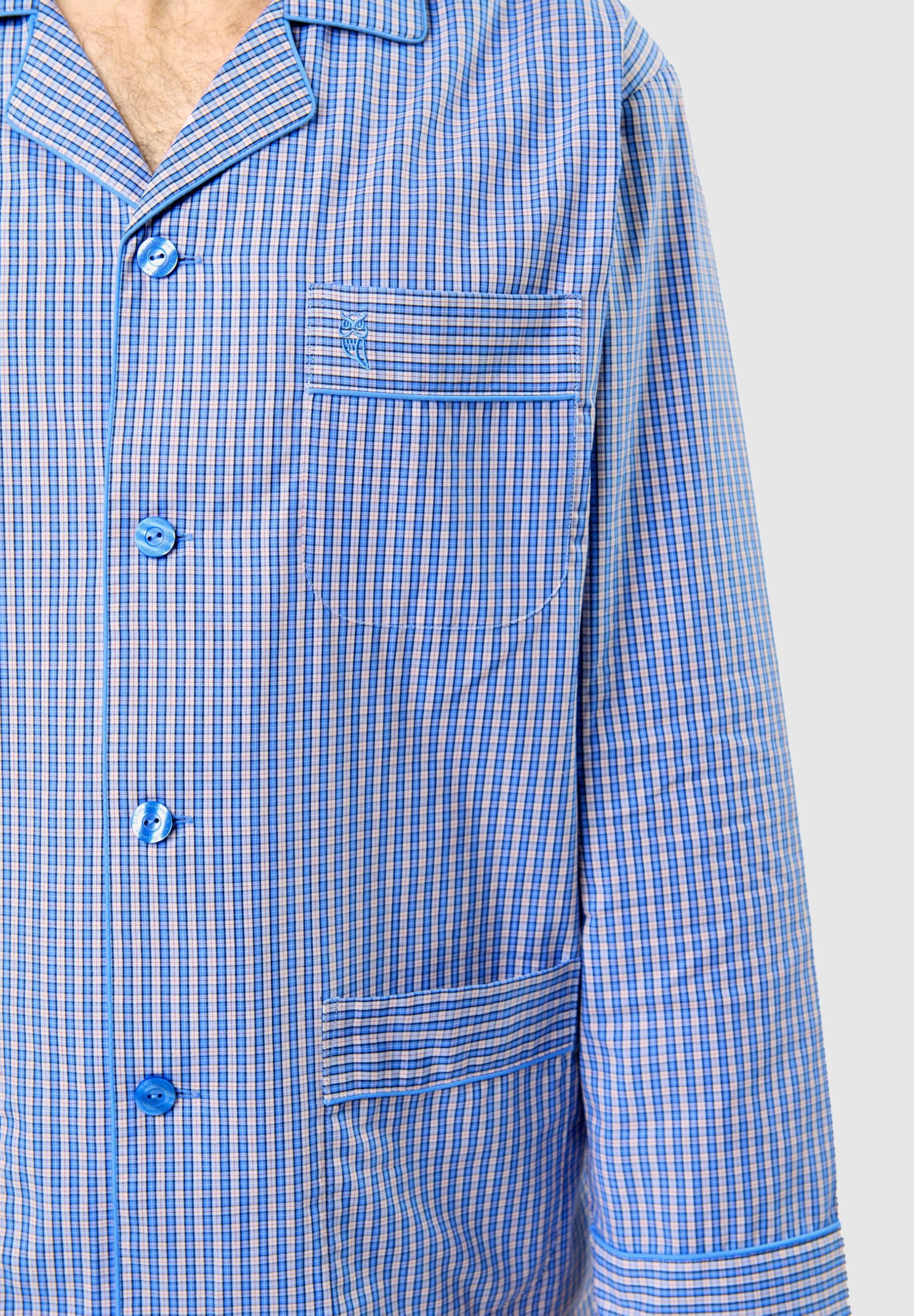 El Búho Nocturno Pijama Hombre 100% Algodón Tela Clásico Dos Piezas - Manga Larga Camisero Bolsillos Chaqueta Botones Apertura Frontal Transpirable Tallas Grandes
