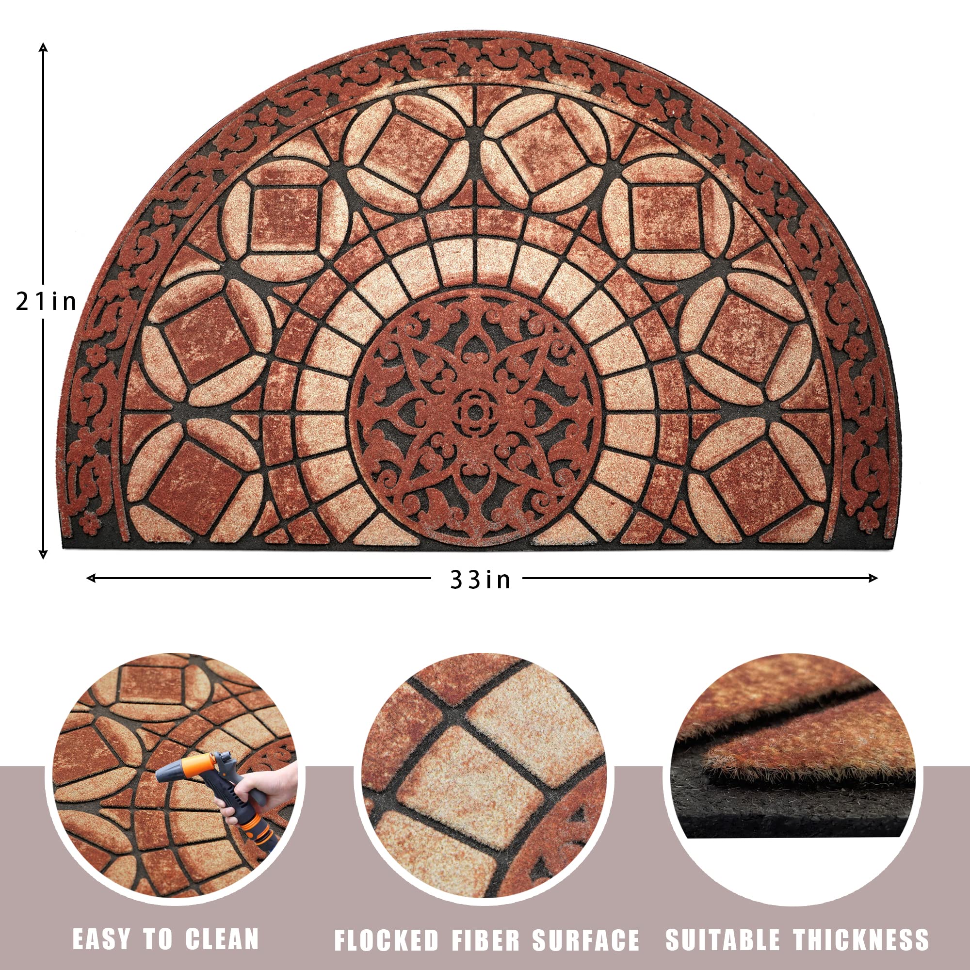 MANO Front Door Mat Outdoor Entrance, Heavy Duty Doormat Half Circle