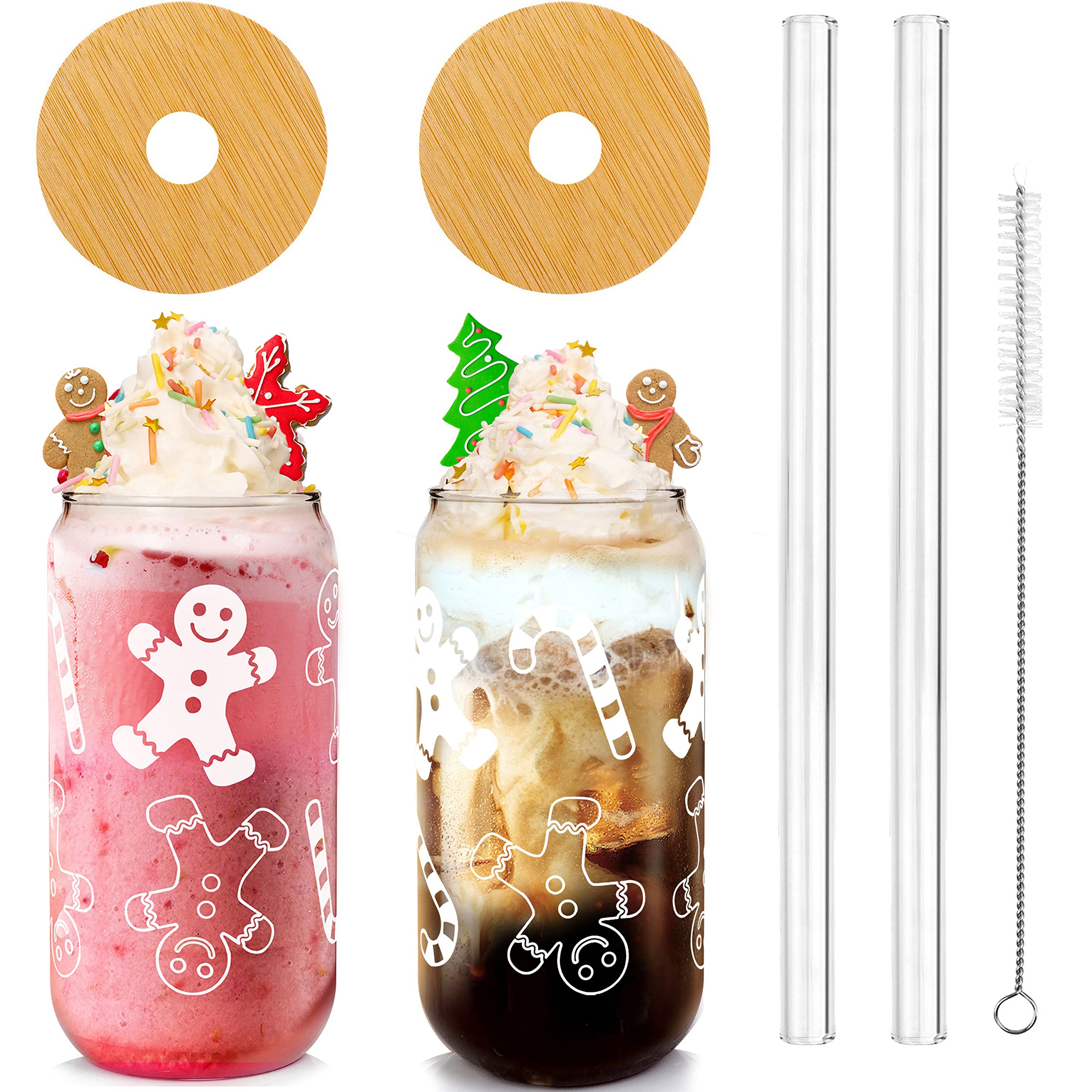 ANOTION Useful White Elephant Gifts for Adults Holiday - New Year Gift 18oz Christmas Coffee Mugs Glass Cups