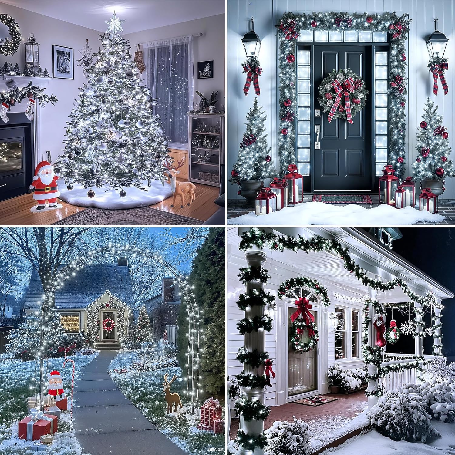 Christmas Cluster Lights Plug-in -52FT 800 LED Firecrackers String Lights,8 Modes Timer Waterproof Twinkle Fairy Lights for Christmas Tree Garland Party (Cool White)