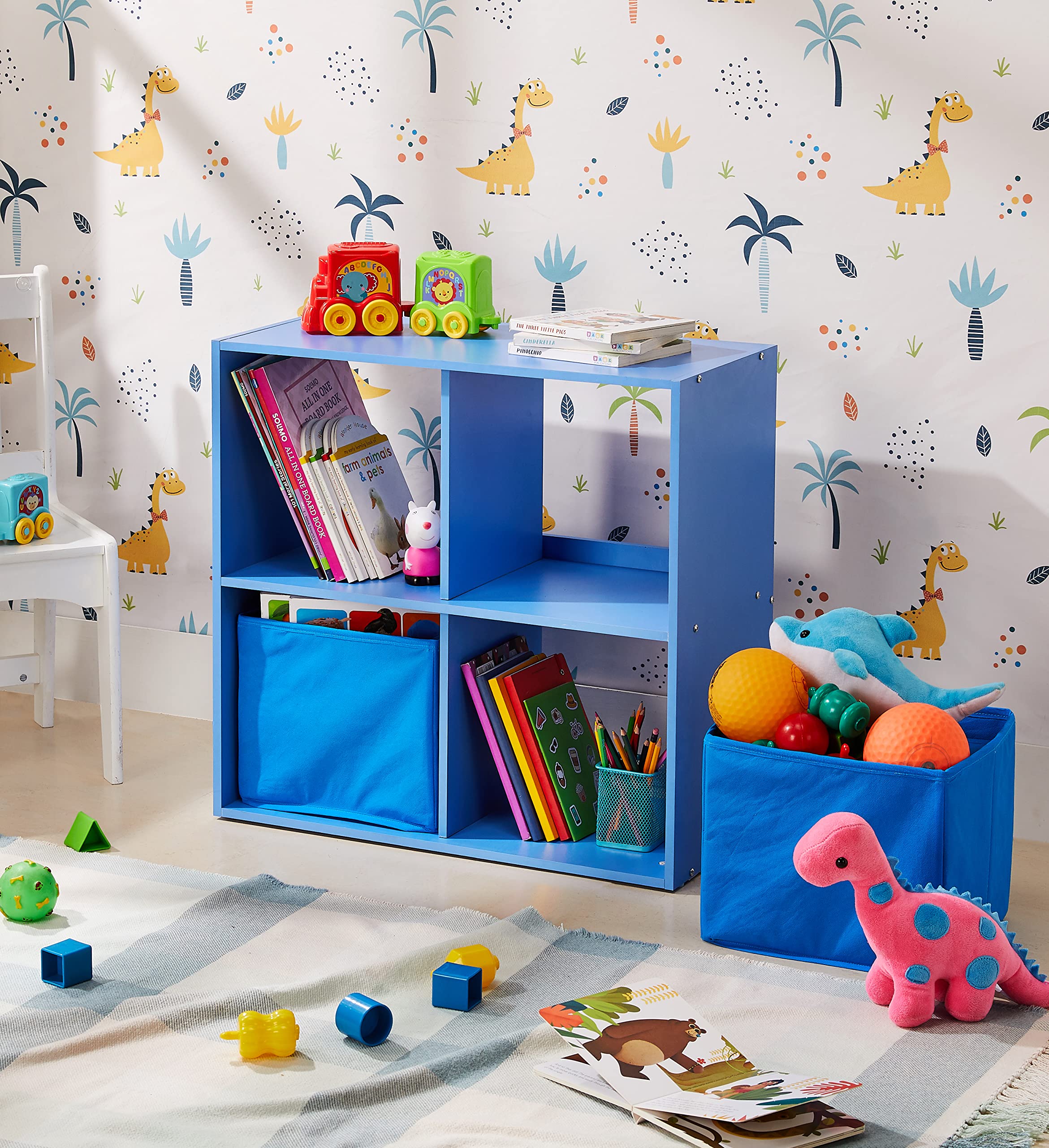 Amazon Brand - Solimo Nereid Engineered Wood Kids Storage Shelf (4 Shelves, Matte Finish, Blue)-image-16