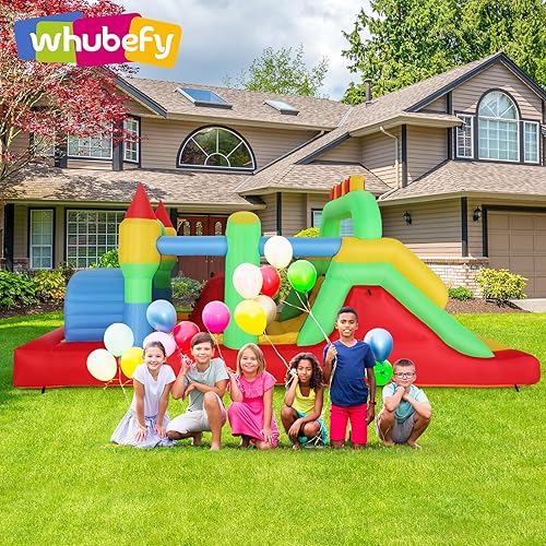 Miniatura 7 de Whubefy Casa de rebote para niños grandes de 8 a 12 años, 18 x 8.2 pies, carrera de obstáculos inflable para niños de 3 a 6 años, con túneles