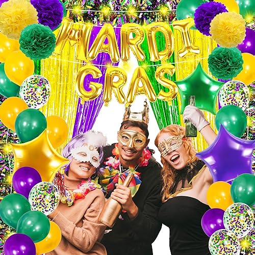 Miniatura 6 de Decoración de fiesta de Mardi Gras, suministros de fiesta de Mardi Gras para fiesta temática de Mardi Gras