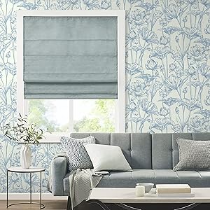 Vinjiasin Peel and Stick Wallpaper Blue Floral Contact Paper Modern Lotus Wall Paper for Bathroom Bedroom Self Adhesive Removable Flower Leaf 16.1"x 78.7"