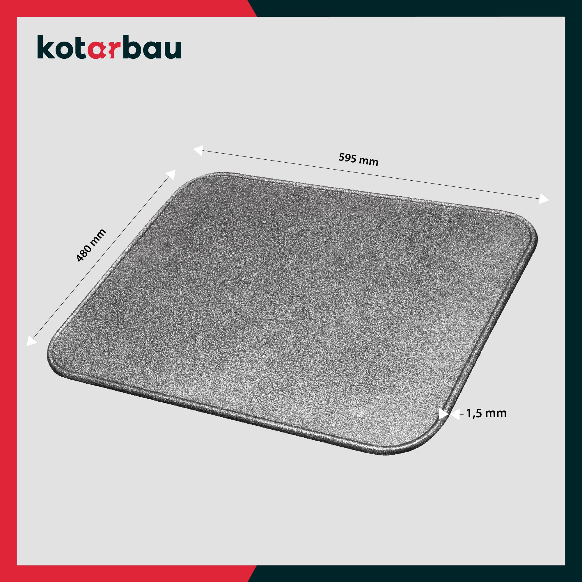 Piastra Di Base Per Camino KOTARBAU - 48x60cm, Acciaio Verniciato Nero, Protezione Pavimento Da Calore E Cenere - Foto 7