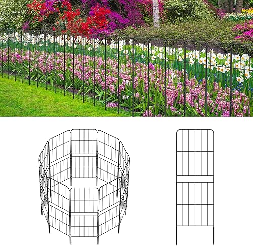 OUSHENG Valla decorativa de jardín de 38 pulgadas de alto, 10 pies de largo, barrera de alambre de metal inoxidable con estacas de plástico para