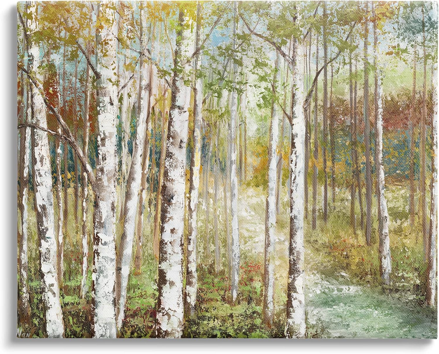 Stupell Industries Birch Orchard Grove Hiking Path Passage Impressionist Painting, Design by Nan