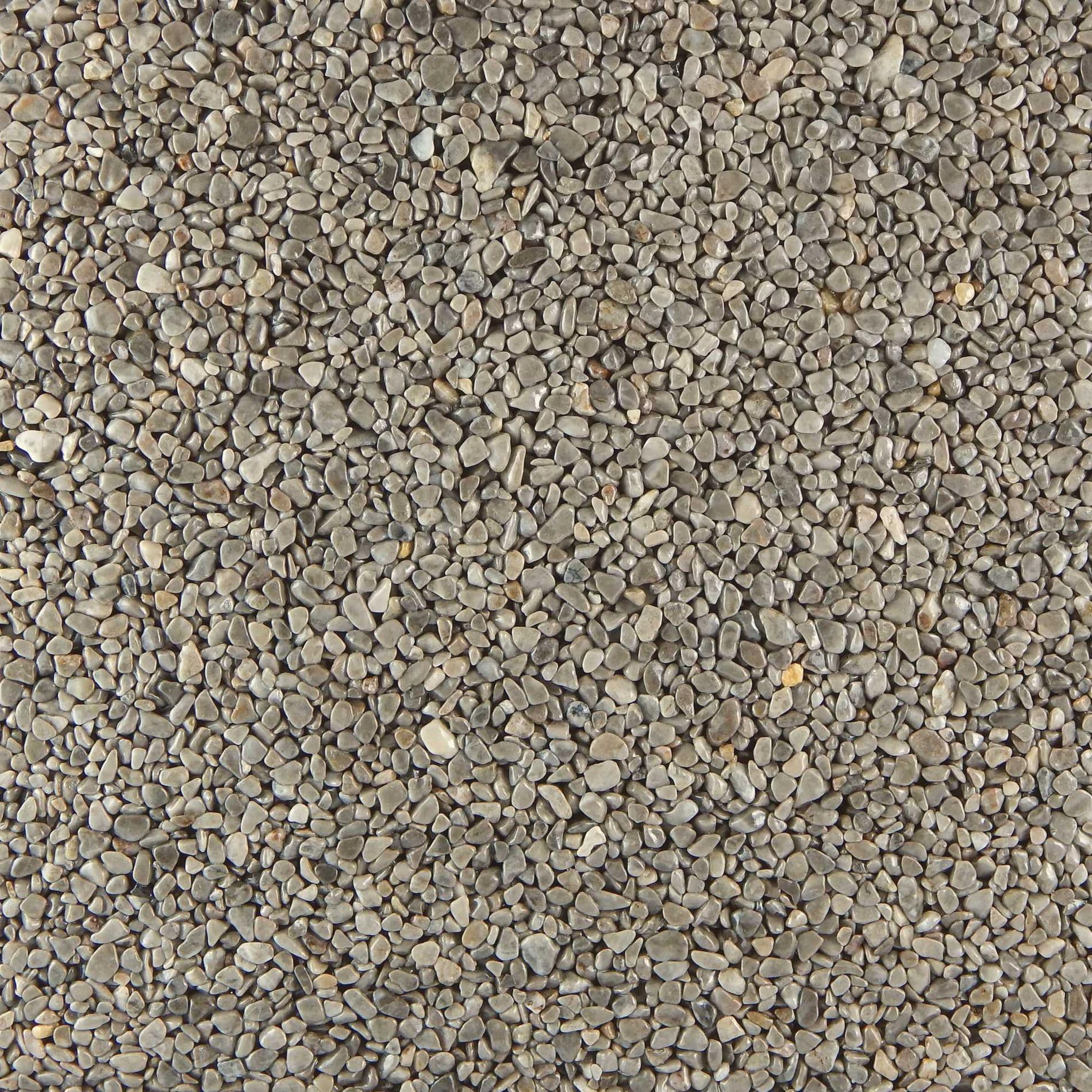 Terralith Steinteppich Marmor Komplett-Set für 1qm - Körnung: mittel - 4-6mm mit Polyurethan Bindemittel - für Außen in grau (grigio platino)
