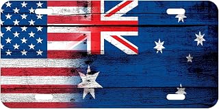 Aluminum License Plate - Flag of Australia (Australian) - Wood/USA