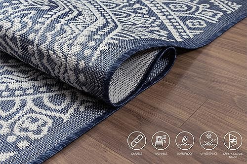 Vista 23 de Adiva Rugs - Alfombra para interior y exterior, tapete fácil de limpiar, resistente a la intemperie y las manchas, para comedor, patio, terraza