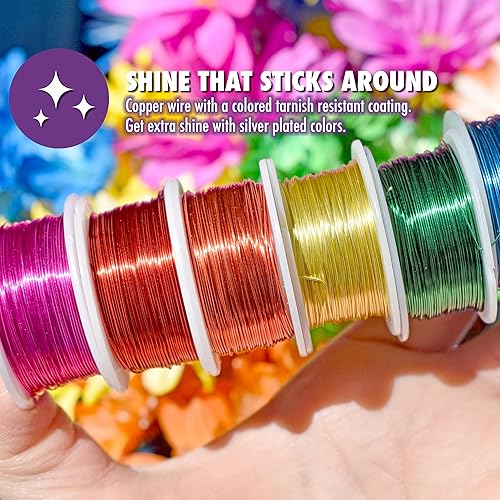 Miniatura 7 de Artistic Wire, Alambre de cobre de color calibre 20 resistente al deslustre, natural, 6 yardas