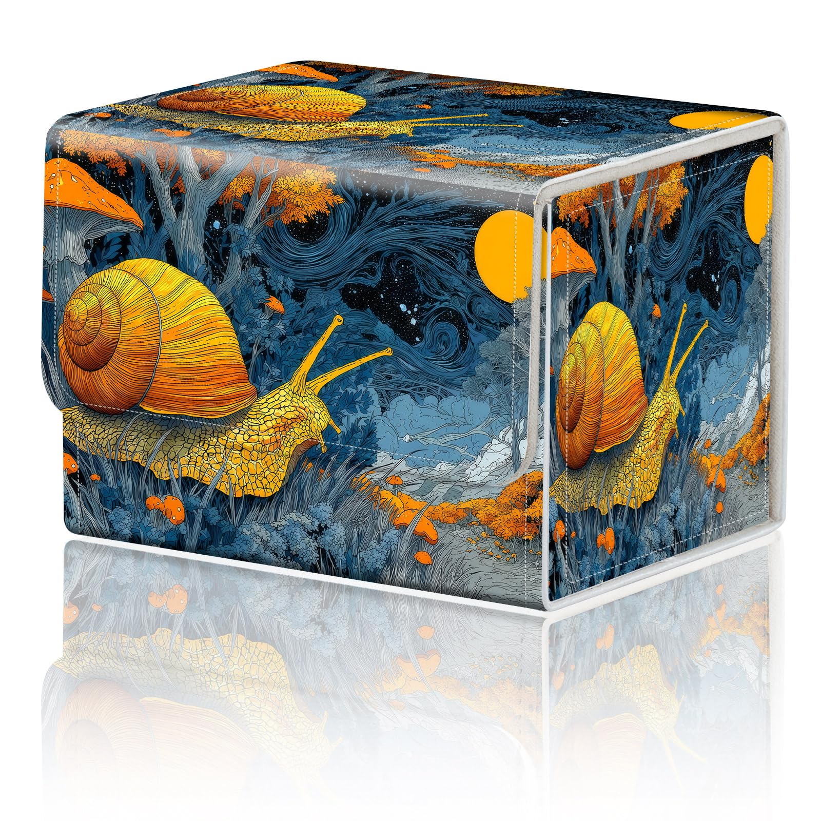 Card Game Storage Box for TCG Deck Box MTG Card Box Organizer Trading Card Case Commander Deck Box TCG Card Storage Box Magnetic Closure Creative Pattern Up to 200 Cards, Cute Snail Starlight — image 1