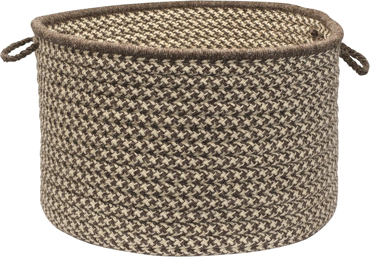 Colonial Mills Natural Wool Houndstooth Utility Basket, 24 by 14-Inch, Espresso