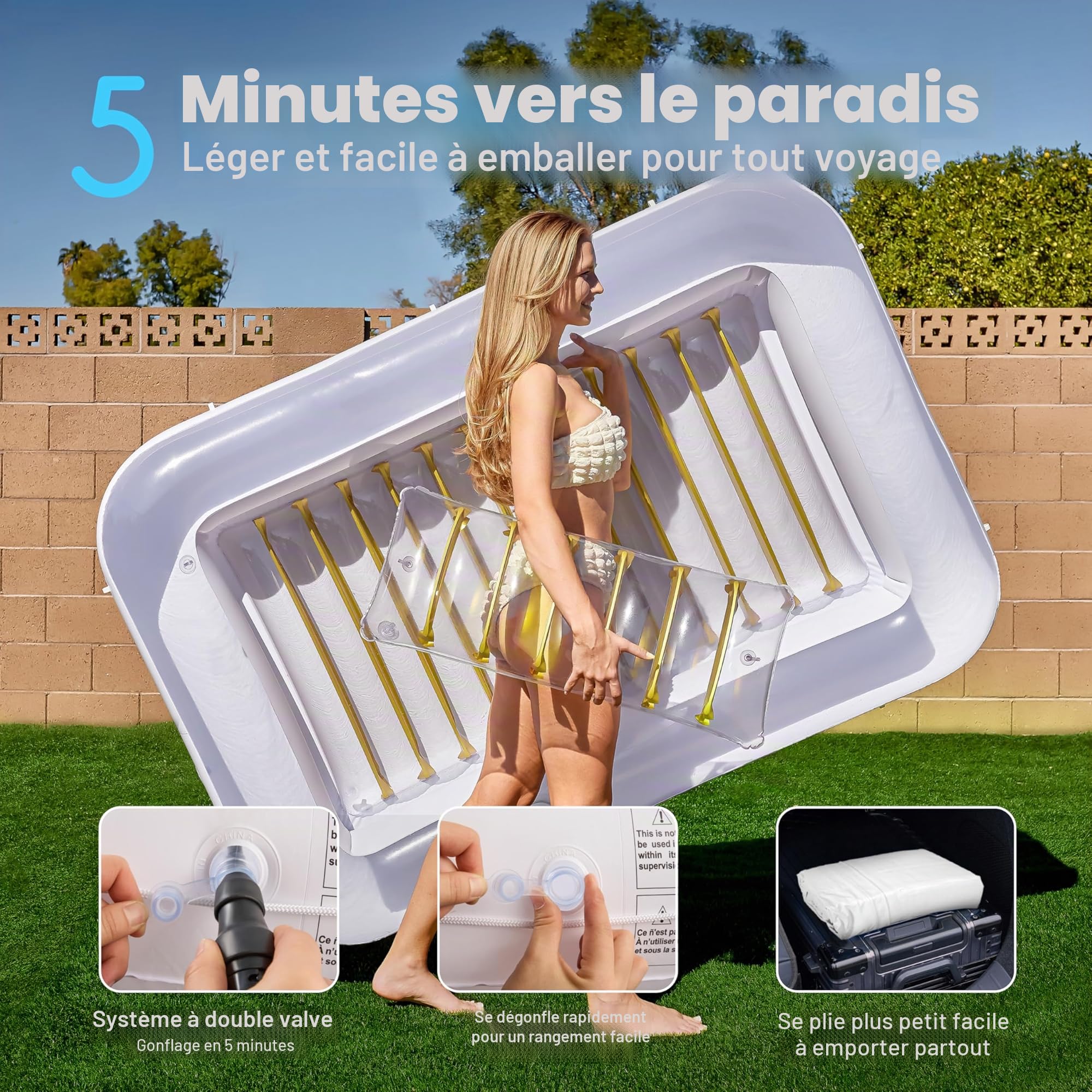 Sloosh Matelas Gonflable 178 x 116 cm pour Piscine, Bain de Soleil pour Adultes, Flotteur de Piscine, Matelas Gonflable pour Adultes, divertissements d'été, fête Aquatique (Fleur Violette)