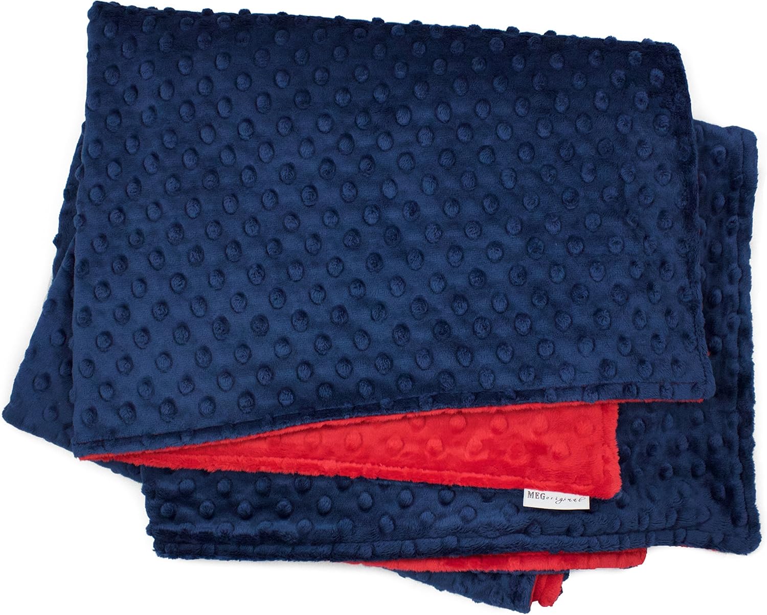MEG ORIGINAL Navy Blue & Red Baby Boy Minky Dot Crib Blanket
