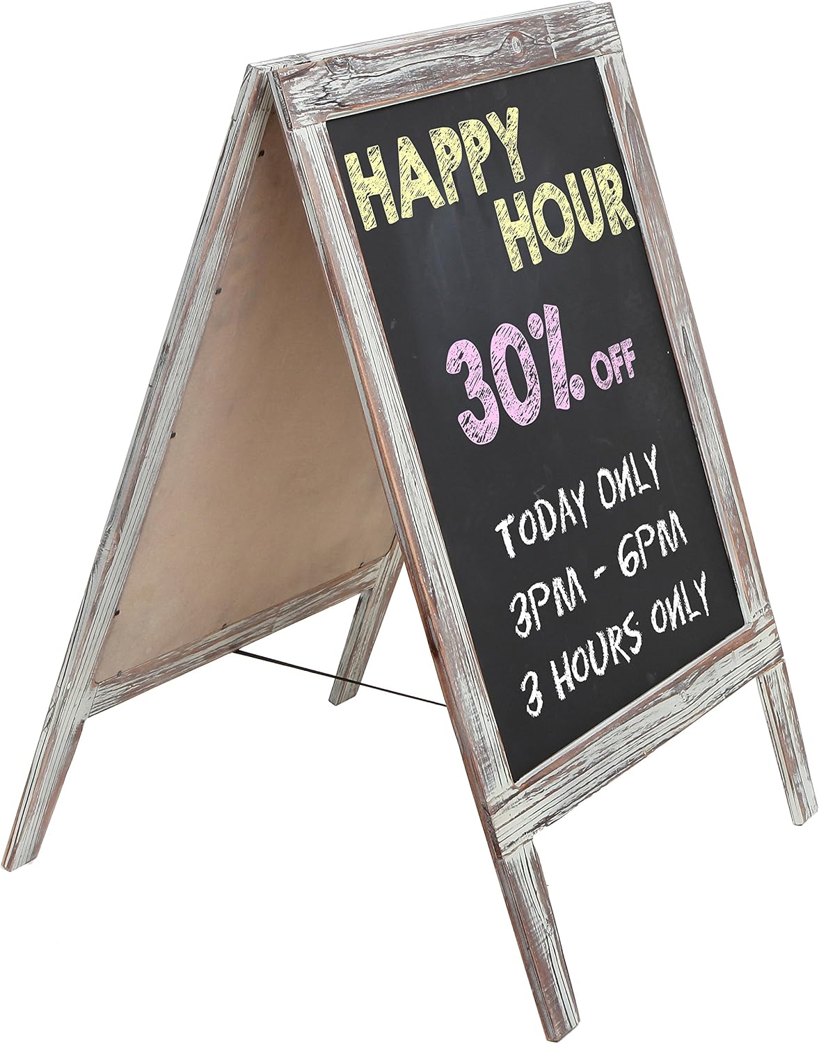 MyGift Rustic Torched Wood A Frame Chalkboard Sign, Sidewalk Sandwich Board Sign Outdoor Business Signage