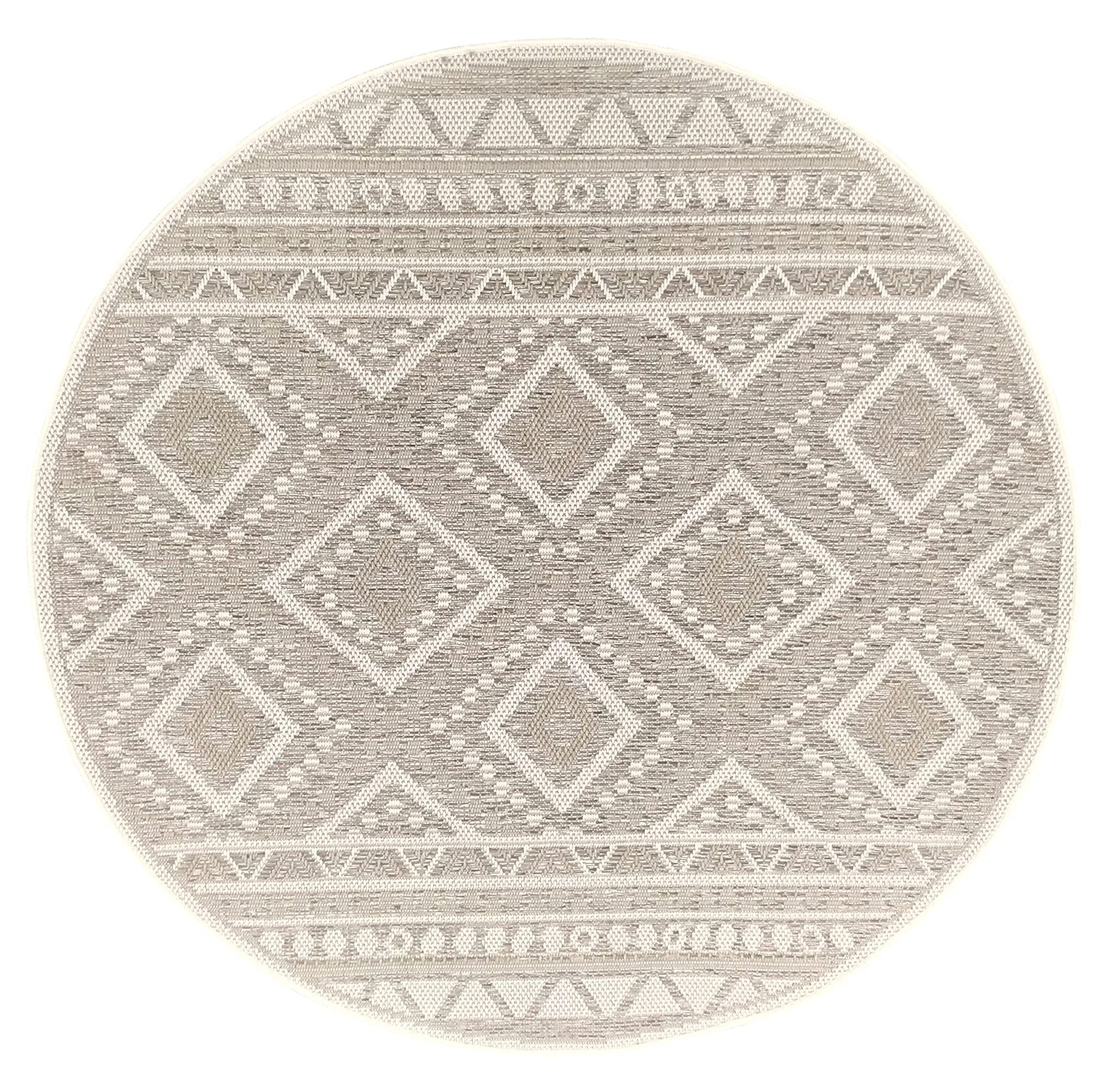 the carpet Calgary - Outdoor Teppich Wetterfest für Balkon & Terrasse, Robuster Flachgewebe Teppich für Garten, Pflegeleicht In- & Outdoor, Boho Vintage Design, Beige, 160 x 160 cm